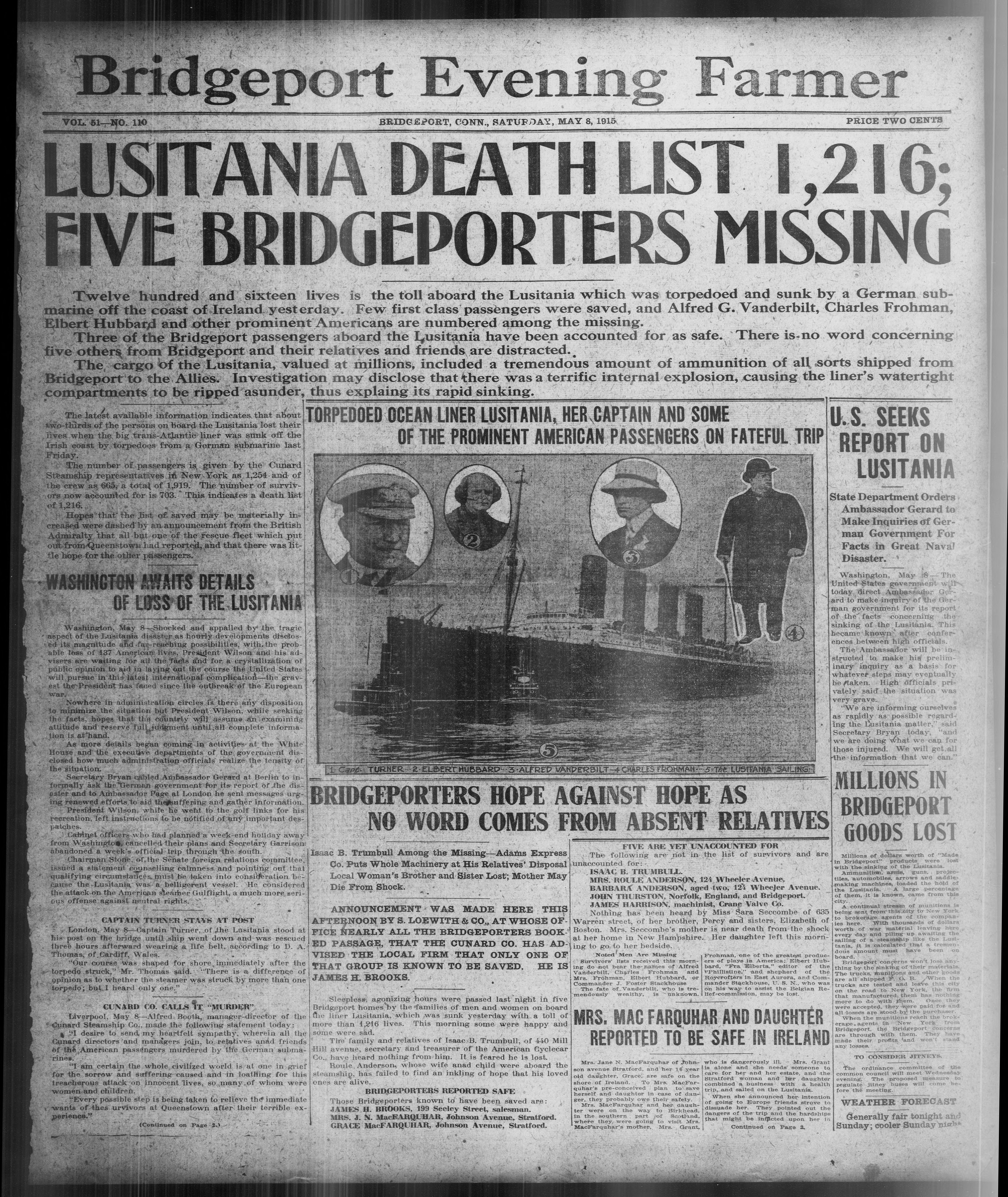 How Connecticut Experienced The Sinking Of The Lusitania