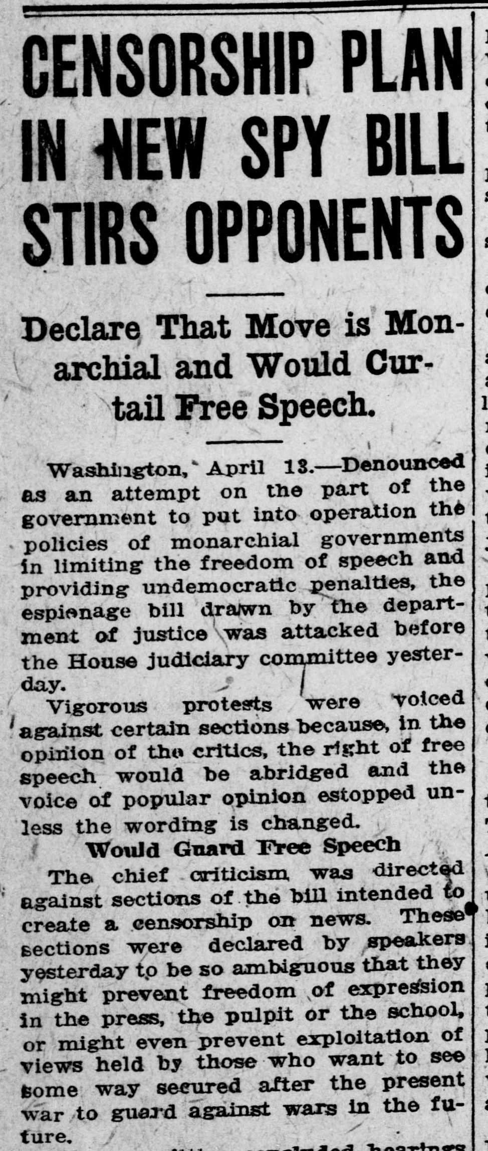 Free Speech Seditious Speech In World War I Era Connecticut