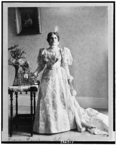 Library of Congress photo of the Ida McKinley in her inaugural gown from 1897. 