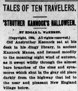 Clipping of first paragraph of the Halloween story.